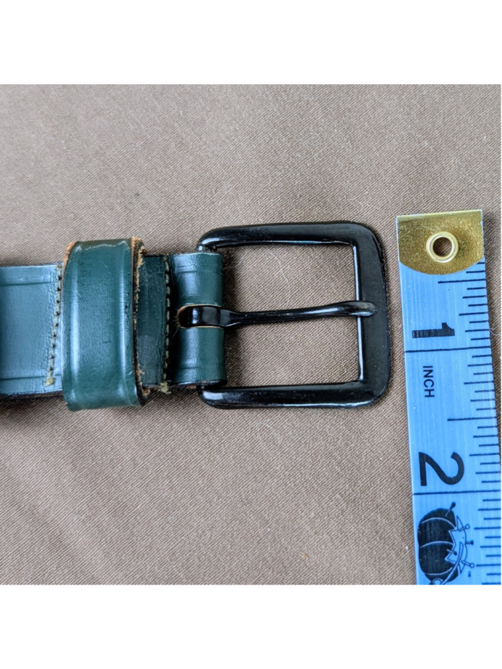 Vintage Girl Scouts Green Leather Uniform Belt Size 30 Top Grain Bridle Cowhide - Picture 7 of 9
